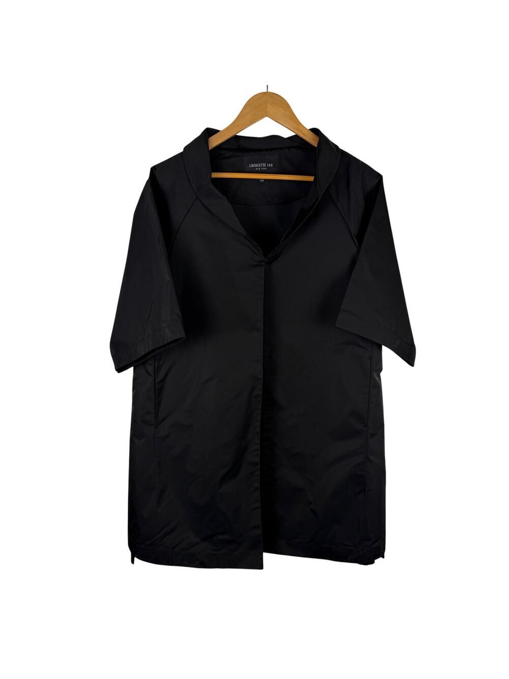 Lafayette 148 New York Black Rain Jacket Cape Women's Small Side Slits Longline